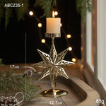 Christmas Candlestick Window Golden Decoration Iron Tray Retro