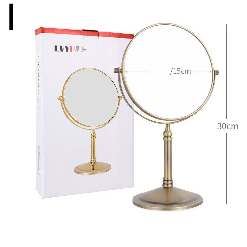 European Retro Household Double-Sided Desktop Makeup Mirror