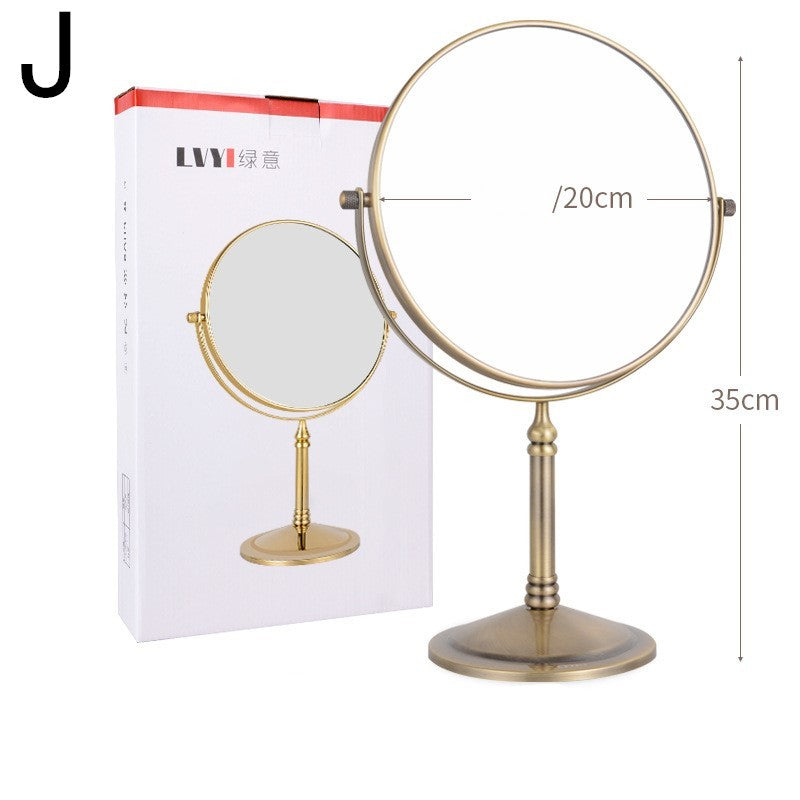 European Retro Household Double-Sided Desktop Makeup Mirror