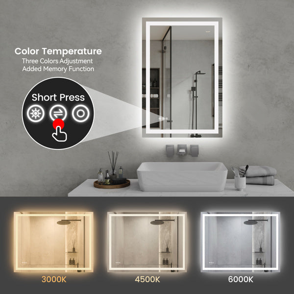 24 Inch X 36 Inch LED Bathroom Mirror