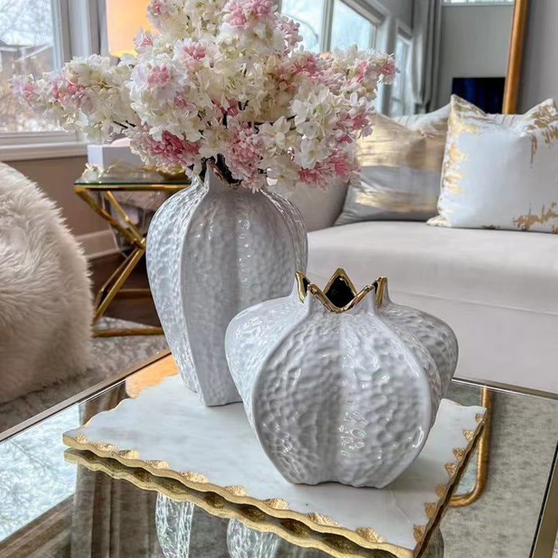 Creative Golden Ceramic Open Vase Decoration