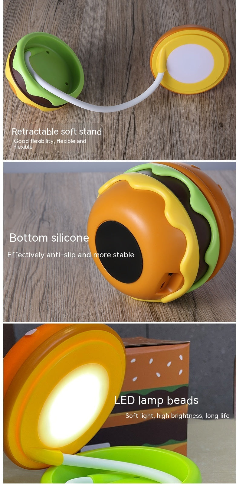 Hamburger Small Night Lamp Storage Atmosphere Learning Table Lamp