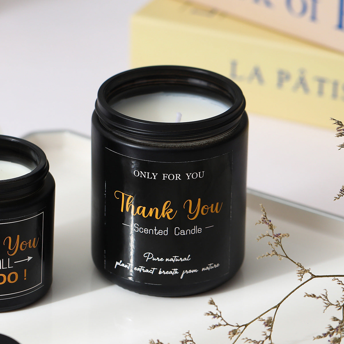 Aromatherapy Candle Black Glass Soy Wax