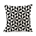 Nordic Simple Black And White Shading Geometric Stripes Plaid Printed Linen Pillow Cushion Sofa