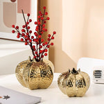 Creative Golden Ceramic Open Vase Decoration