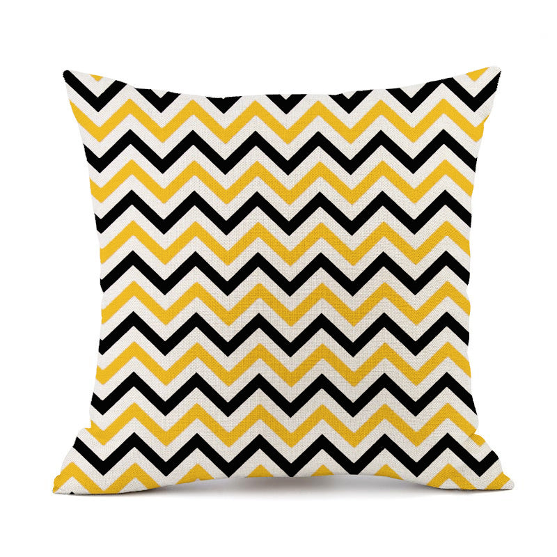 Nordic Simple Black And White Shading Geometric Stripes Plaid Printed Linen Pillow Cushion Sofa