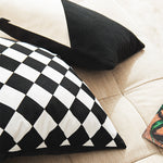 Simple And Modern Black And White Velvet Surface Geometric Pillow