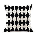 Nordic Simple Black And White Shading Geometric Stripes Plaid Printed Linen Pillow Cushion Sofa