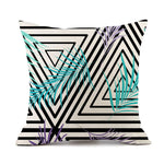 Nordic Simple Black And White Shading Geometric Stripes Plaid Printed Linen Pillow Cushion Sofa