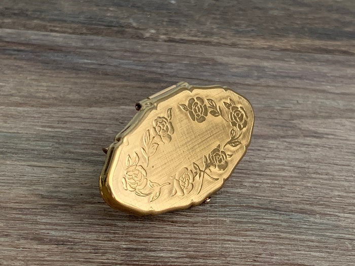 Vintage Lipstick Mirror Clip Golden Rose Lipstick Holder