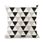 Nordic Simple Black And White Shading Geometric Stripes Plaid Printed Linen Pillow Cushion Sofa