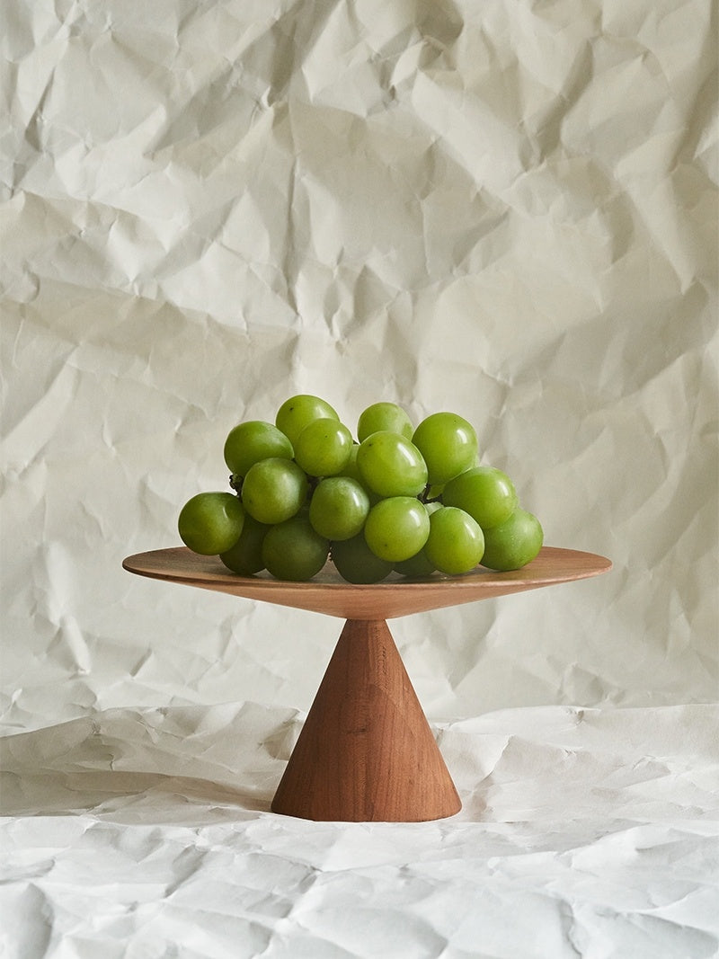 Handmade Cherry Solid Wood Cake Tray Round Storage
