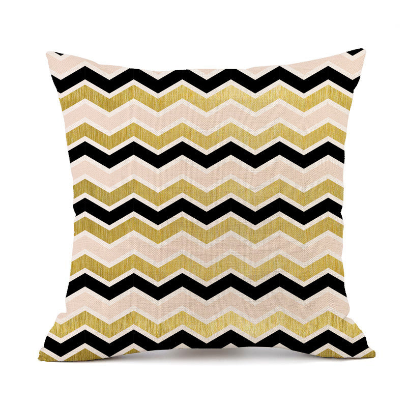 Nordic Simple Black And White Shading Geometric Stripes Plaid Printed Linen Pillow Cushion Sofa
