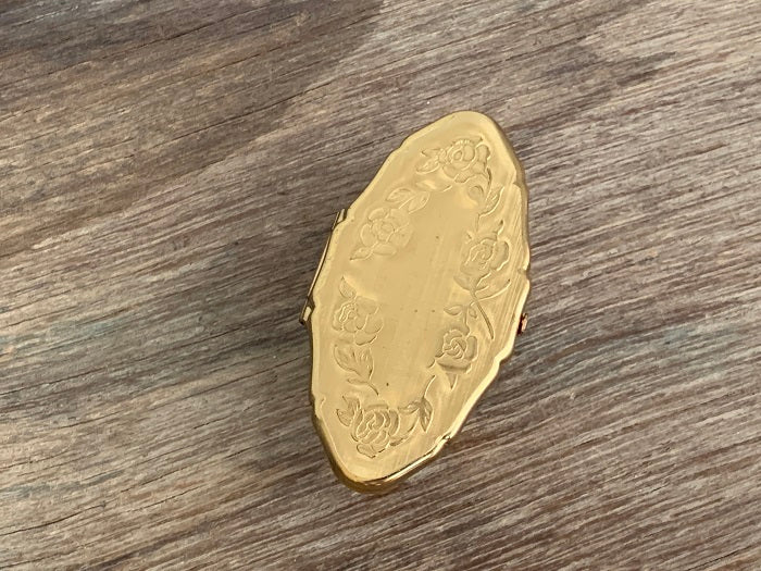 Vintage Lipstick Mirror Clip Golden Rose Lipstick Holder