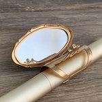 Vintage Lipstick Mirror Clip Golden Rose Lipstick Holder