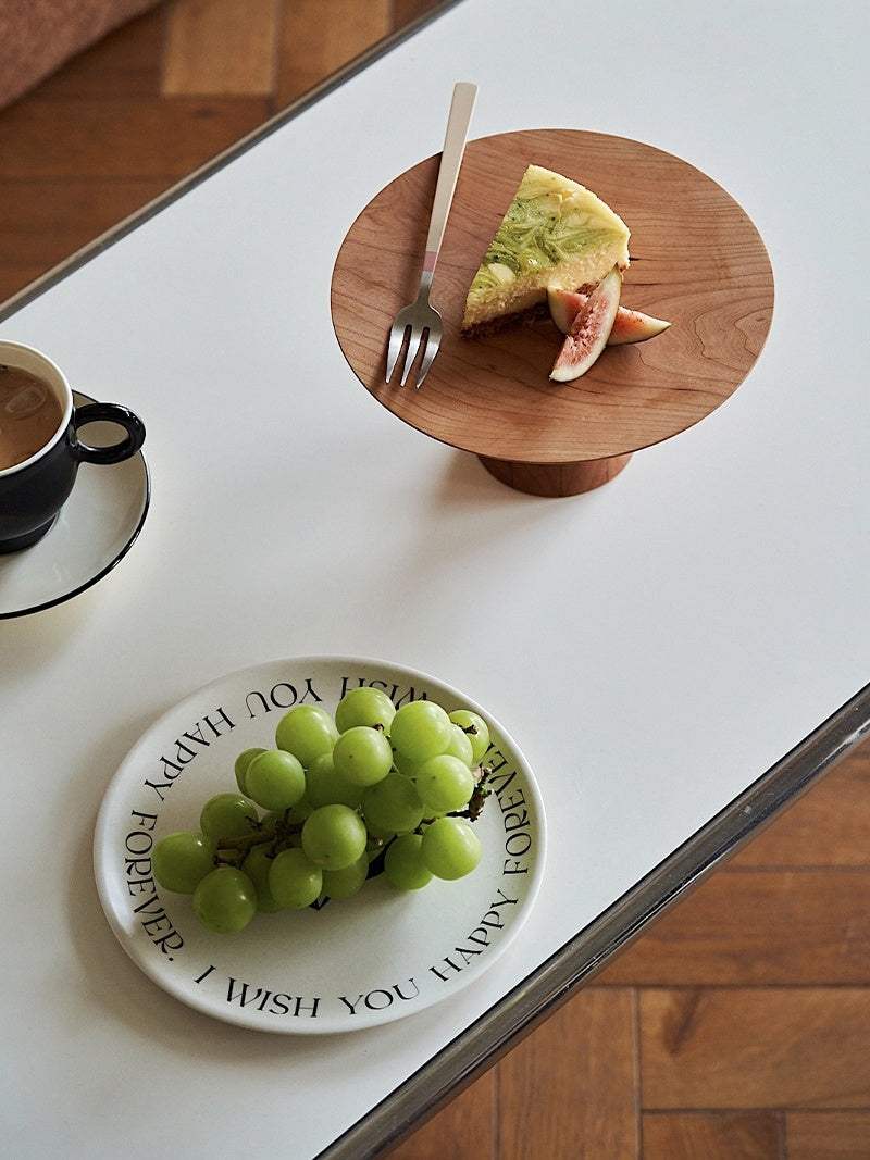 Handmade Cherry Solid Wood Cake Tray Round Storage