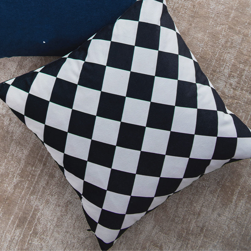 Simple And Modern Black And White Velvet Surface Geometric Pillow