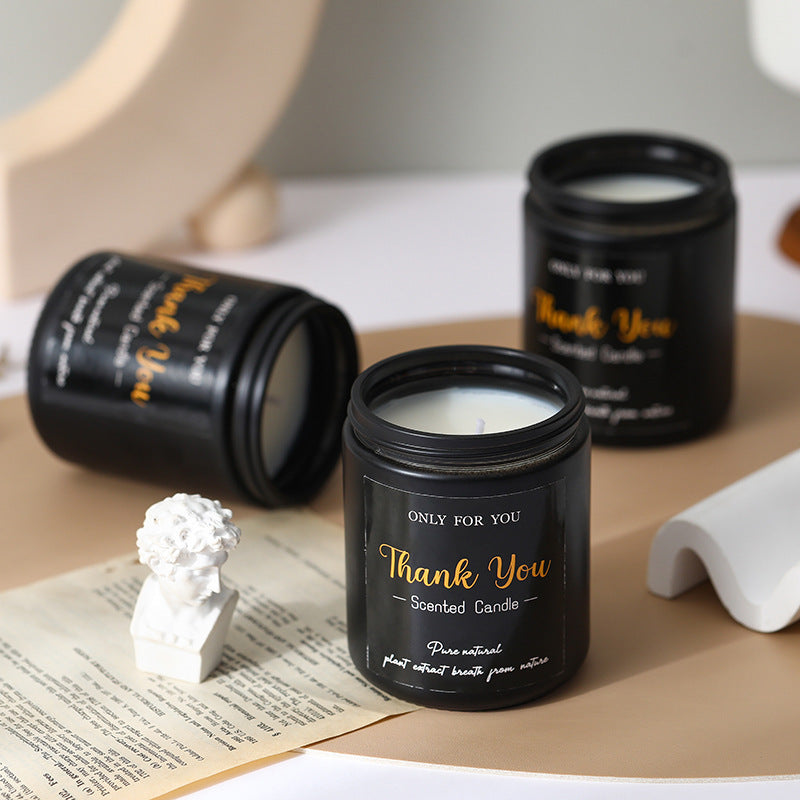 Aromatherapy Candle Black Glass Soy Wax