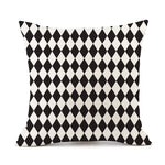 Nordic Simple Black And White Shading Geometric Stripes Plaid Printed Linen Pillow Cushion Sofa