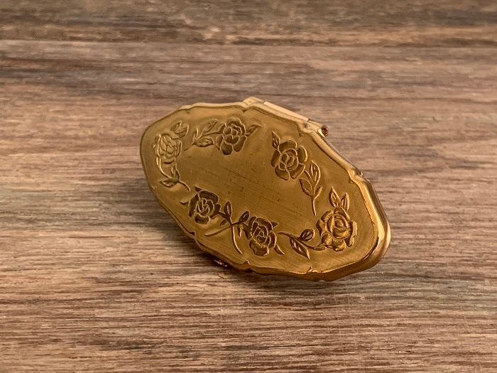 Vintage Lipstick Mirror Clip Golden Rose Lipstick Holder